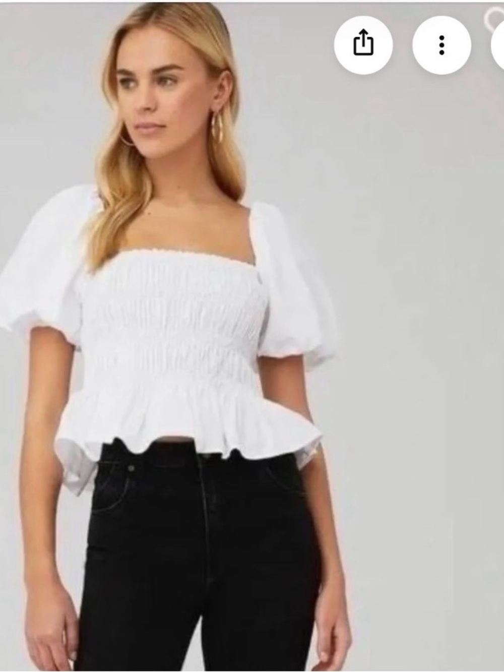ASTR The Label Savina White Smocked Puff
Sleeve Cropped Top